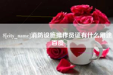 日土消防设施操作员证有什么用途百度